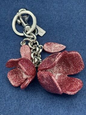 Coach Glittery Pink Tea Rose Bag Charm